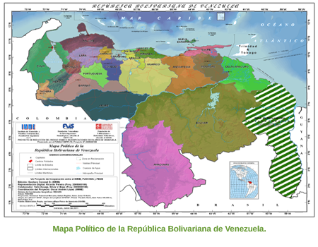 Mapa pol&iacute;tico de la Rep&uacute;blica Bolivariana de Venezuela