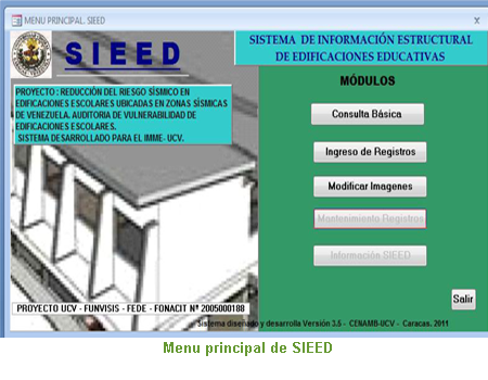 Men&uacute; principal de SIEED