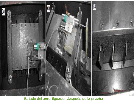 Estado del amortiguador despu&eacute;s de la prueba
